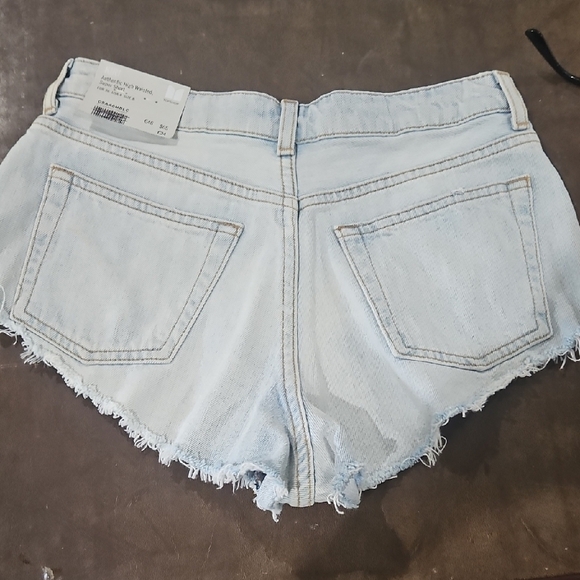 Topshop Blue and Silver Jean Shorts with Studded Heart Embellishments - Picture 5 of 9